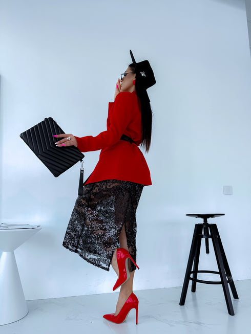 Flitter skirt "POWDER A01" - BLACK